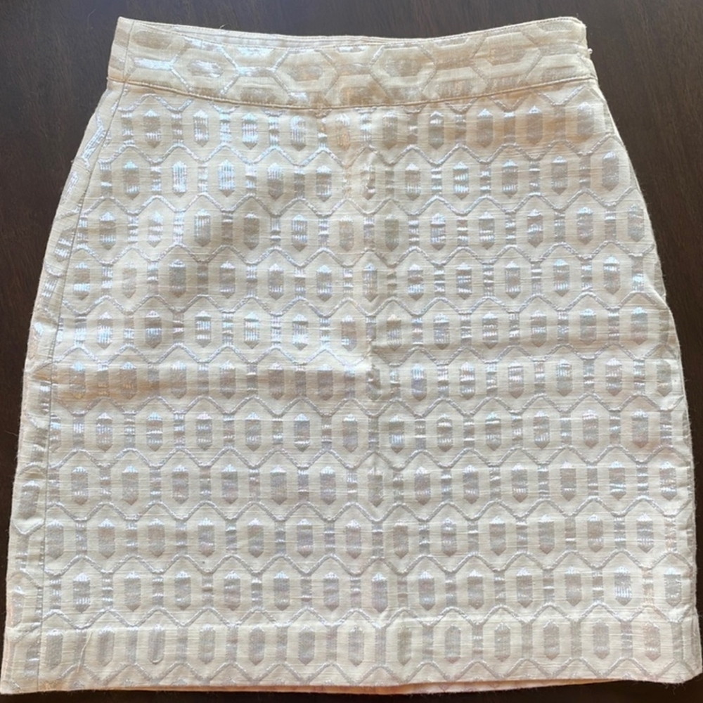 Banana Republic Silver and Cream Hexagon Skirt